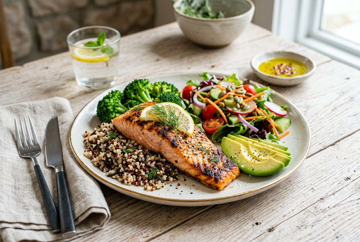 Fresh, balanced meal arranged on a plate