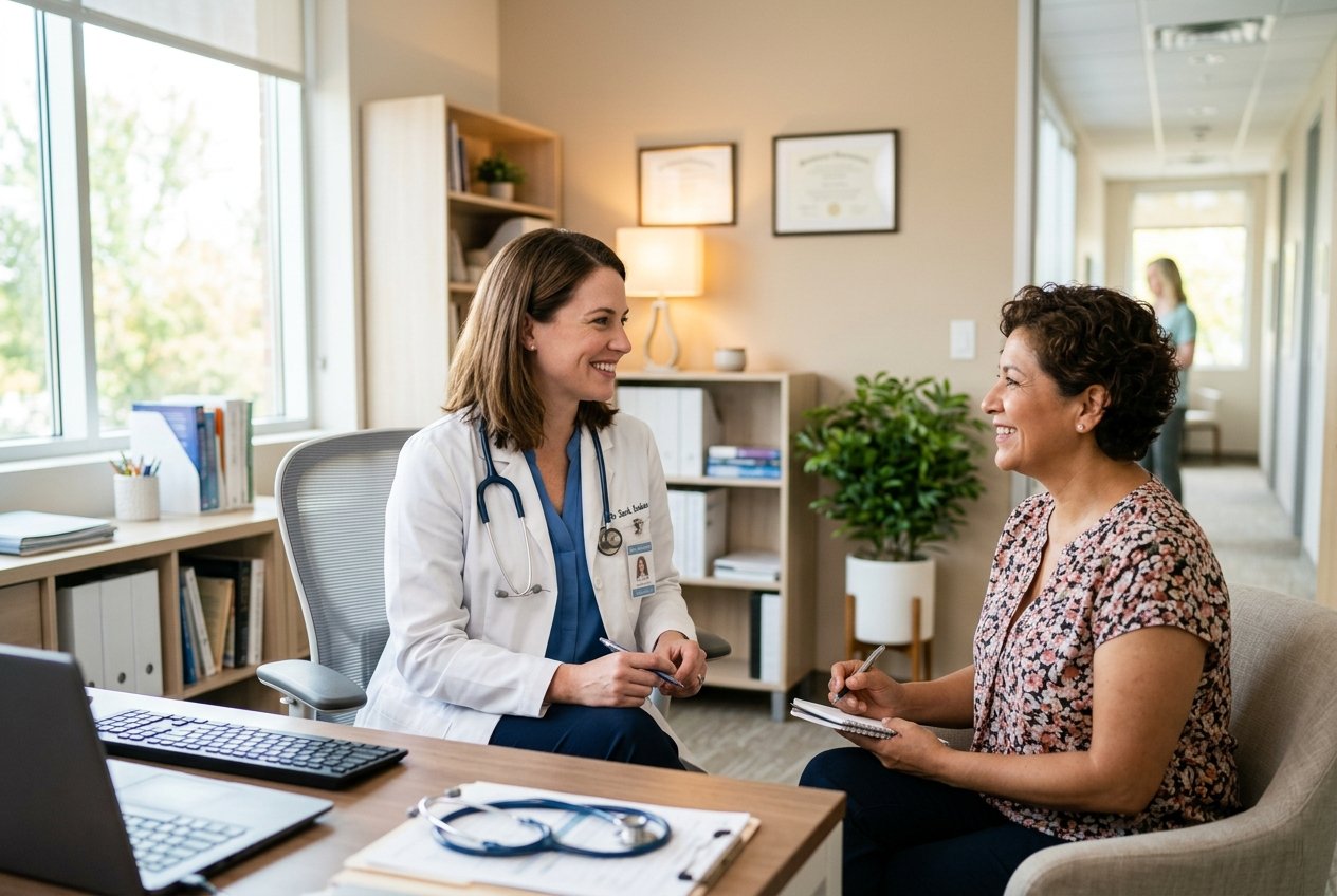 Healthcare professional consulting with a patient